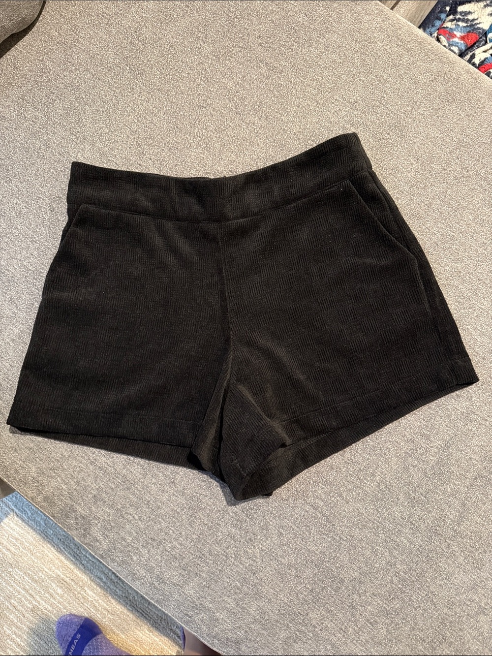 glam Black High-Waist Corduroy Shorts